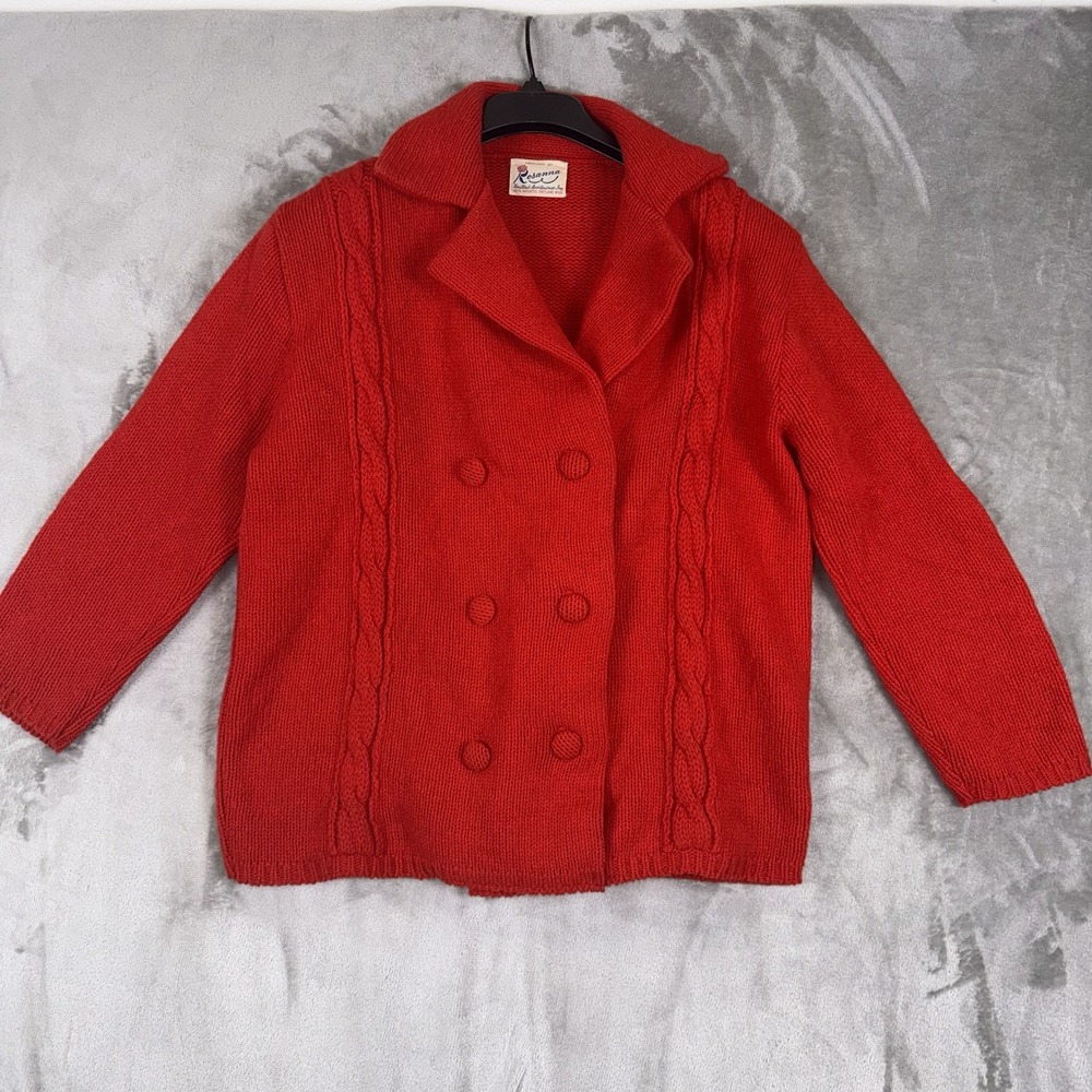 Vintage Rosanna Women's Large Red Wool Classic Christmas Sweater‎